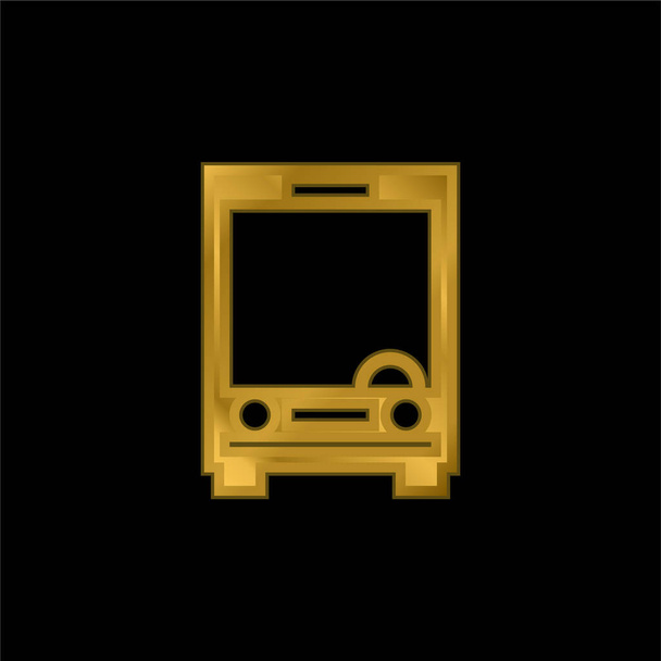 Big Bus Front gold plated metalic icon or logo vector - Vector, Image