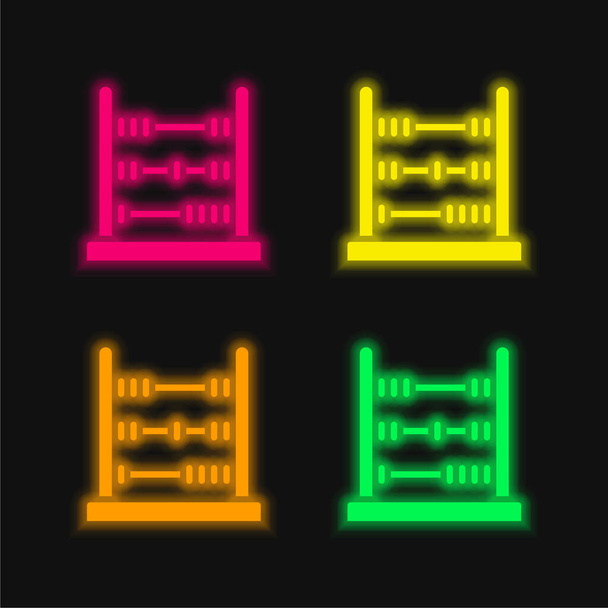 Abacus four color glowing neon vector icon - Vector, Image