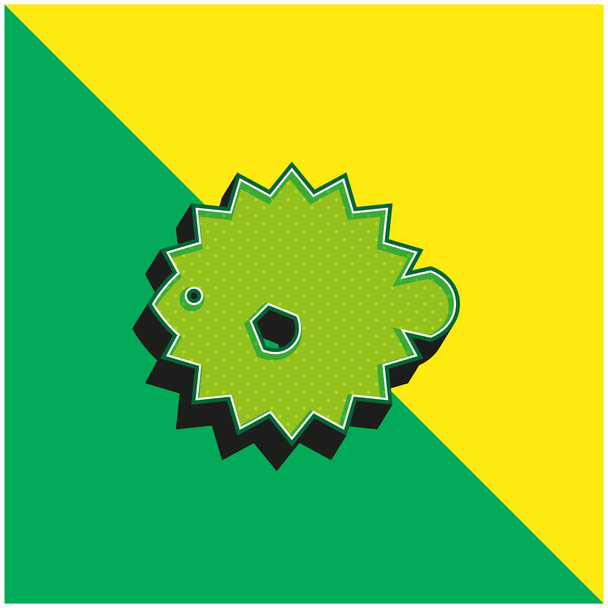 Blowfish Logo icona vettoriale 3D moderna verde e gialla - Vettoriali, immagini