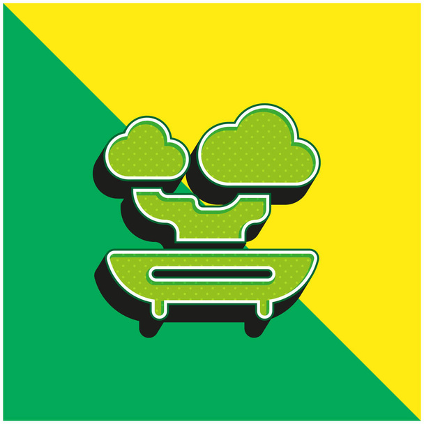 Bonsai Zelené a žluté moderní 3D vektorové logo - Vektor, obrázek