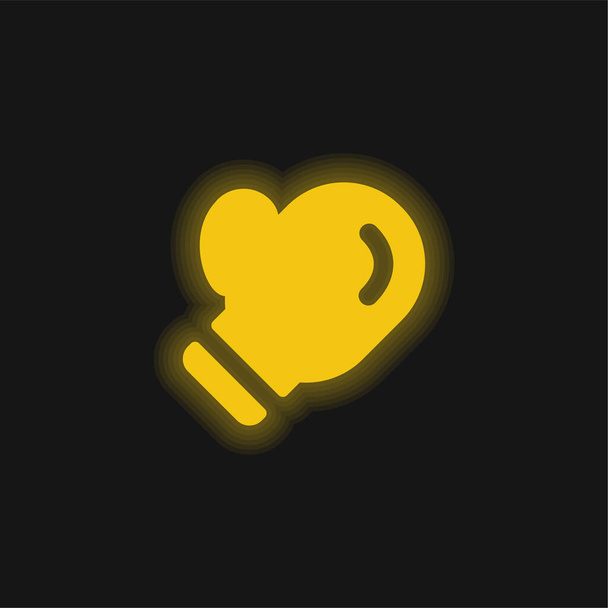 Желтый светящийся неоновый значок боксерских перчаток - Вектор,изображение