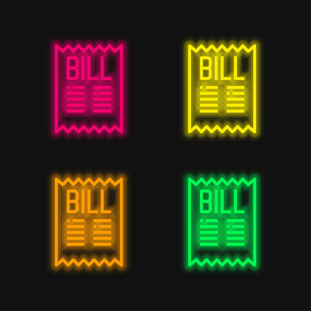 Білл чотири кольори, що світяться неоном Векторна піктограма
 - Вектор, зображення