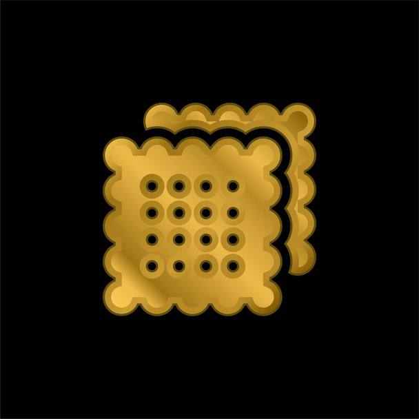 Biscoitos banhado a ouro ícone metálico ou vetor logotipo - Vetor, Imagem