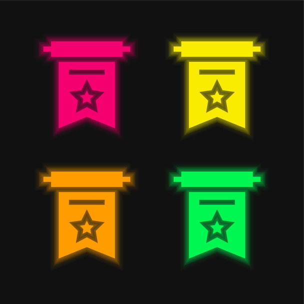 Banner quattro colori luminosi icona vettoriale al neon - Vettoriali, immagini