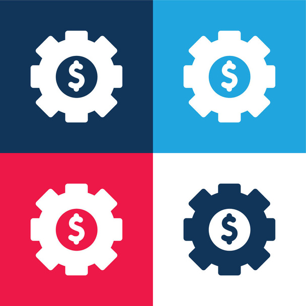 Správa majetku modrá a červená čtyři barvy minimální ikona nastavena - Vektor, obrázek