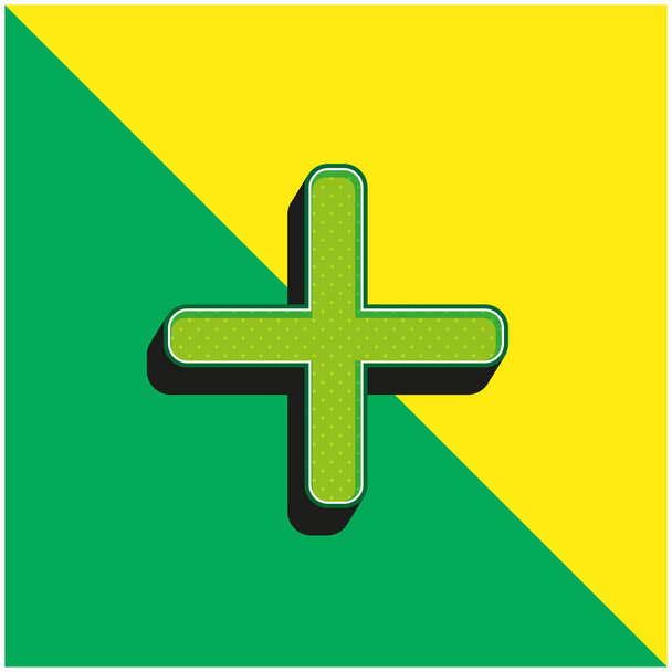 Grünes und gelbes modernes 3D-Vektorsymbol-Logo hinzufügen - Vektor, Bild