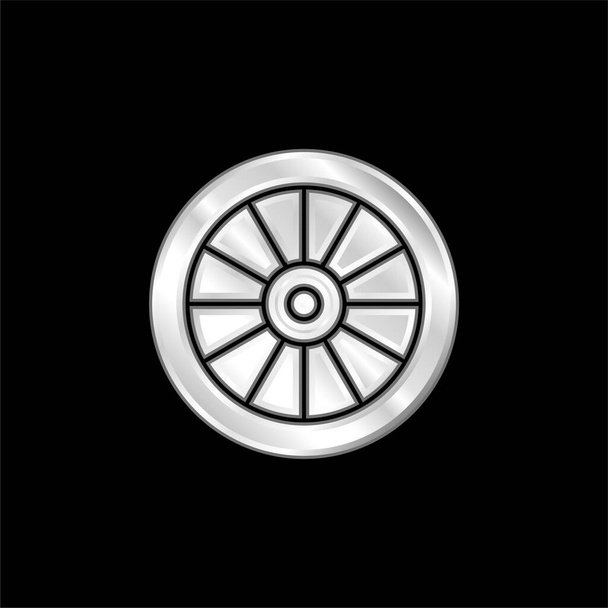 Alloy Wheel silver plated metallic icon - Vector, Image