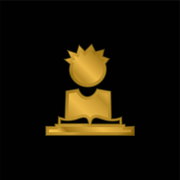 Книжка для читання хлопчиків Навчання Урок Для наступного дня Клас золоті покриті металевий ікона або логотип вектор - Вектор, зображення