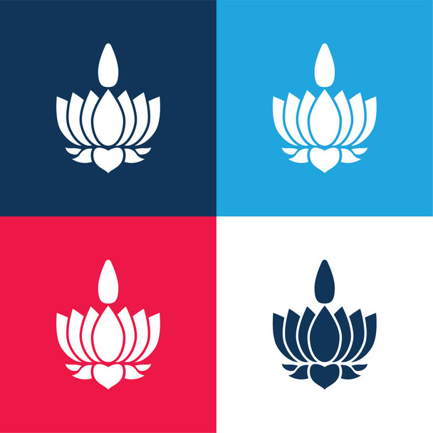 Ayyavazhi niebieski i czerwony zestaw czterech kolorów minimalny zestaw ikon - Wektor, obraz