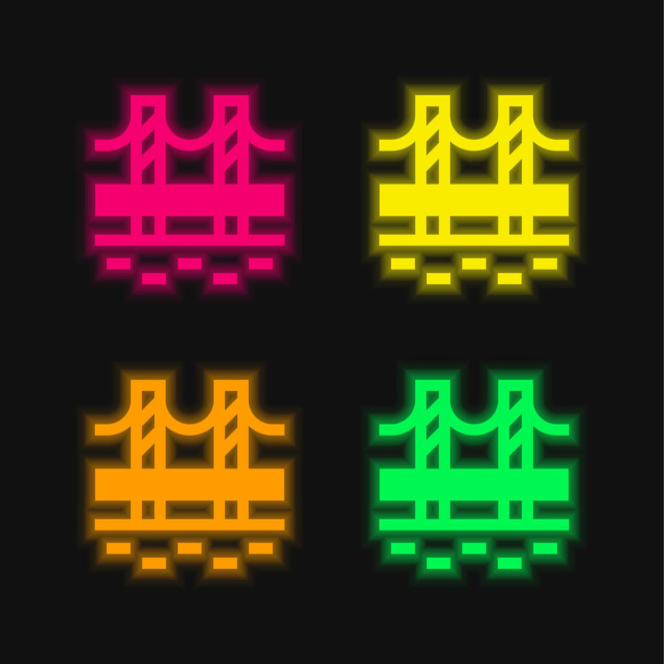 Híd négy szín izzó neon vektor ikon - Vektor, kép