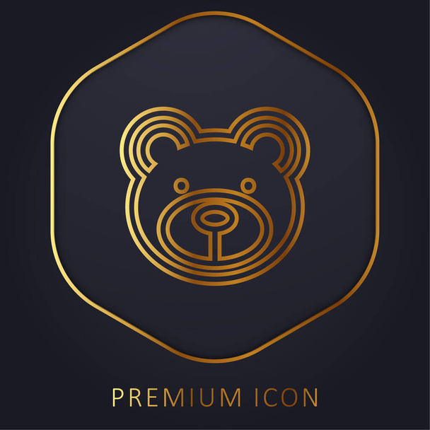 Oso cara línea dorada logotipo premium o icono - Vector, imagen