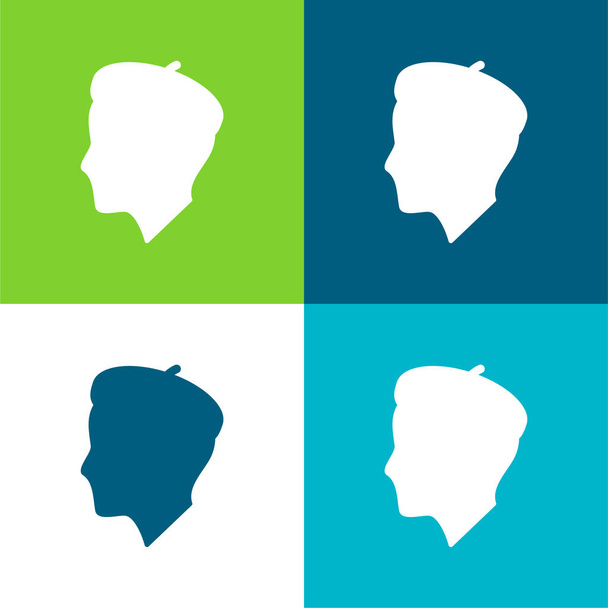 Профиль художника Плоский четырехцветный минимальный набор иконок - Вектор,изображение