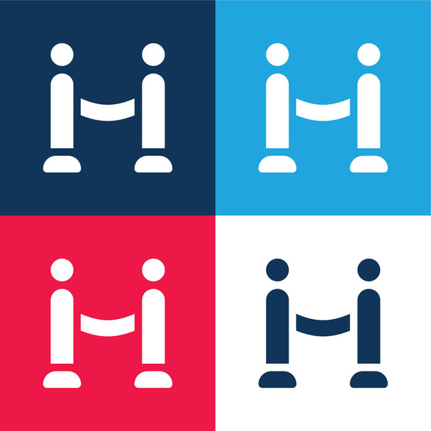 Barrier blue and red four color minimal icon set - Vector, Image