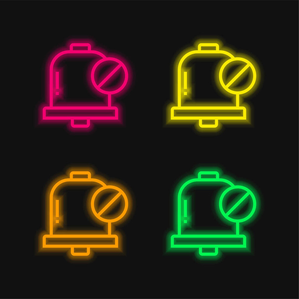Riasztó négy színű izzó neon vektor ikon - Vektor, kép
