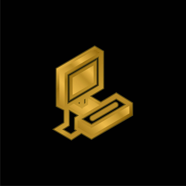 Atari gold plated metalic icon or logo vector - Vector, Image