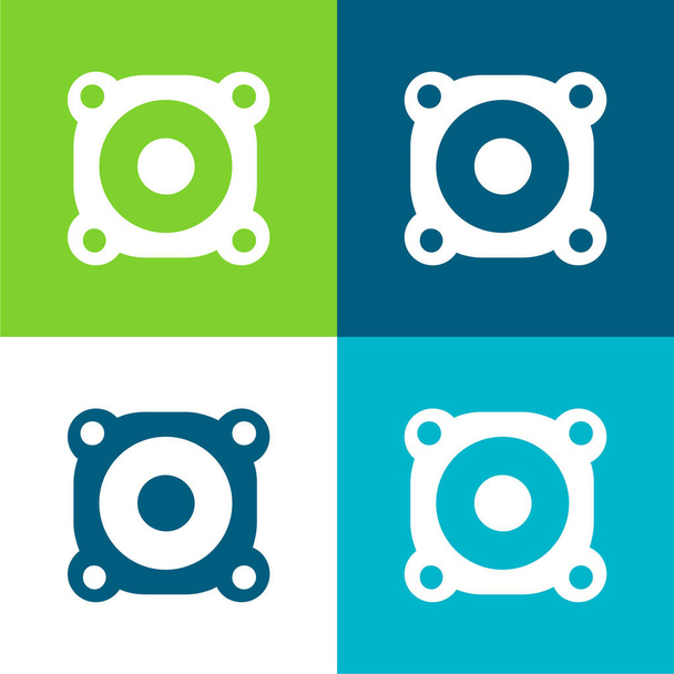 Hangerősítő Lapos négy szín minimális ikon készlet - Vektor, kép