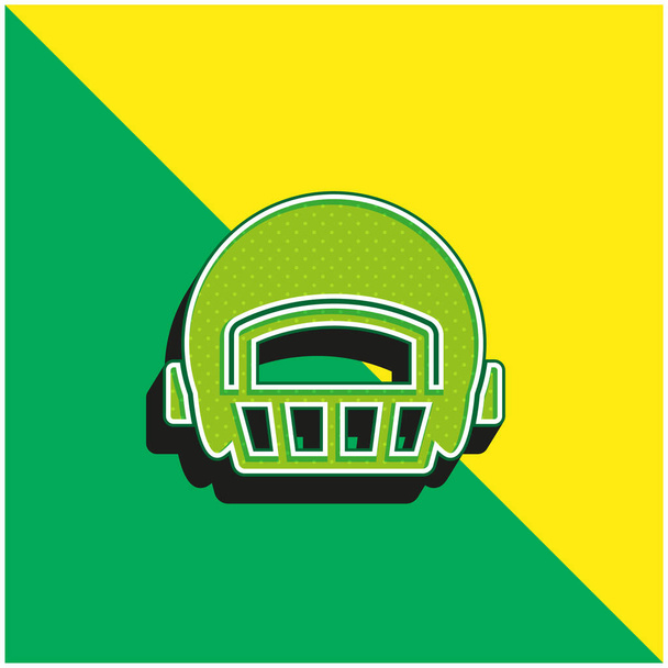 American Football Player Helm Groen en geel modern 3D vector pictogram logo - Vector, afbeelding