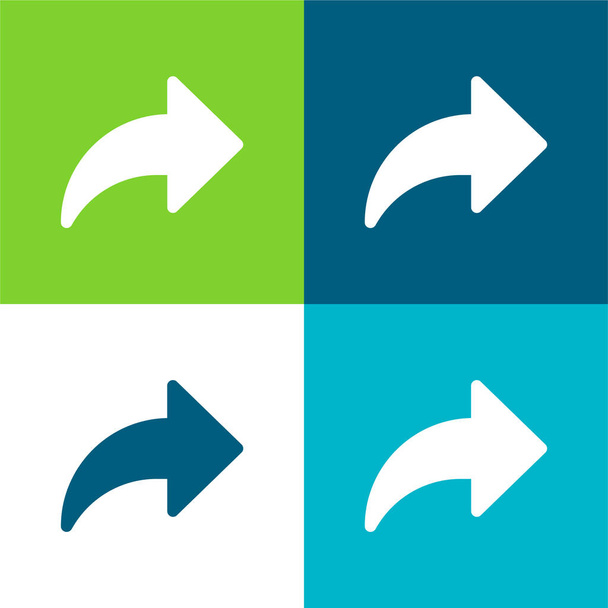 Flecha plana de cuatro colores mínimo icono conjunto - Vector, imagen