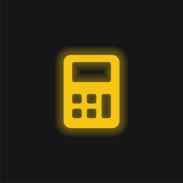 Calculadora grande amarillo brillante icono de neón - Vector, Imagen