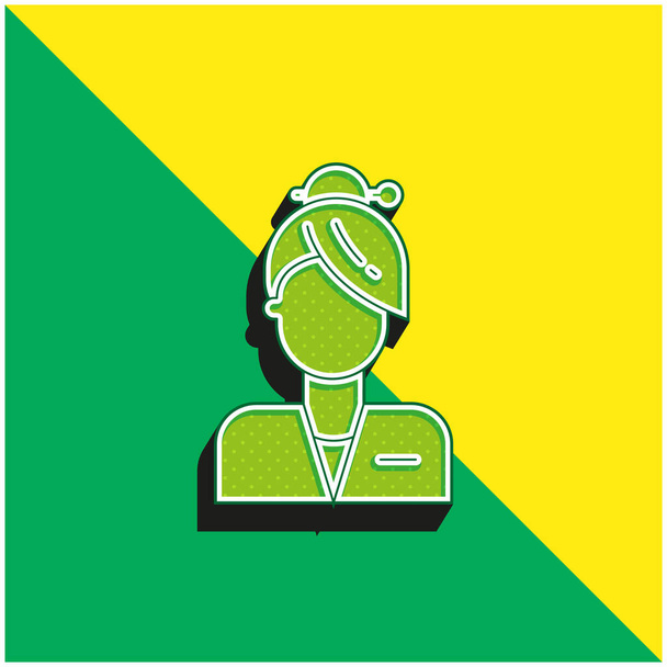 Assistente verde e amarelo moderno logotipo vetor 3d ícone - Vetor, Imagem