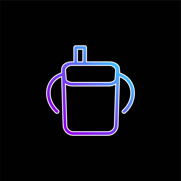 Baby Drinking Bottle Outline With Side Handles blue gradient vector icon - Vector, Image