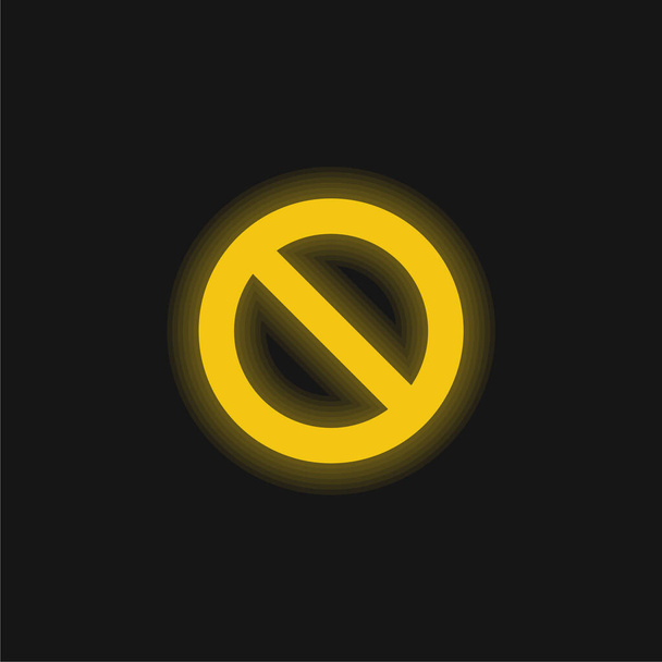 Signo prohibido amarillo brillante icono de neón - Vector, imagen