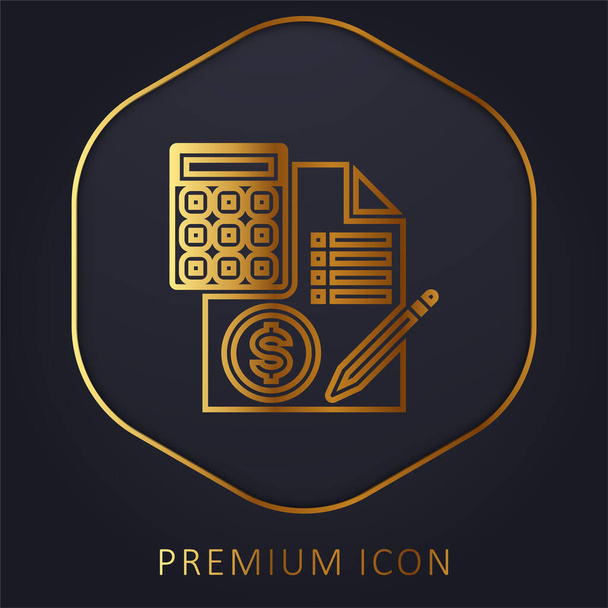 Altın satır prim logosu ya da simgesi hesaplama - Vektör, Görsel