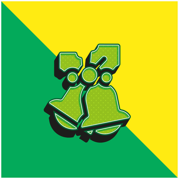 Dzwony Zielone i żółte nowoczesne logo wektora 3D - Wektor, obraz