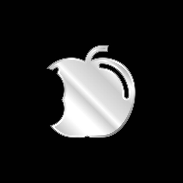 Apple With Big Bite silver plated metallic icon - Vector, Image