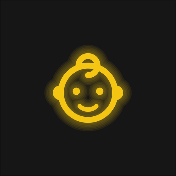 Baby žlutá zářící neonová ikona - Vektor, obrázek
