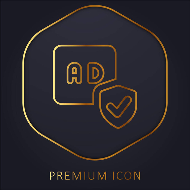 Ad Block golden line premium logo or icon - Vetor, Imagem