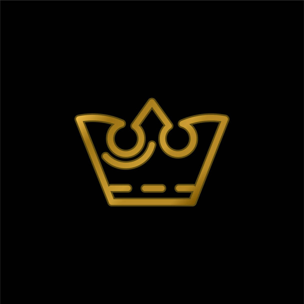 Corona chapado en oro icono metálico o logo vector - Vector, Imagen