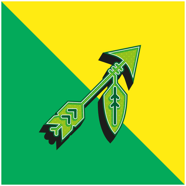 Nyíl Zöld és sárga modern 3D vektor ikon logó - Vektor, kép
