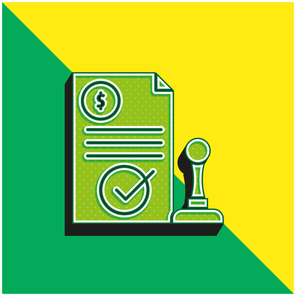 Genehmigtes grünes und gelbes modernes 3D-Vektor-Symbol-Logo - Vektor, Bild