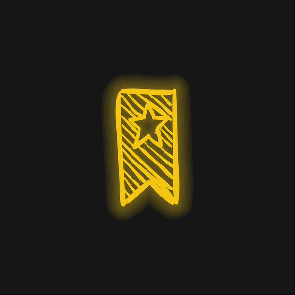 Bir Yıldız Sarı Parlak Neon ikonlu Yer İmi Çizimi - Vektör, Görsel