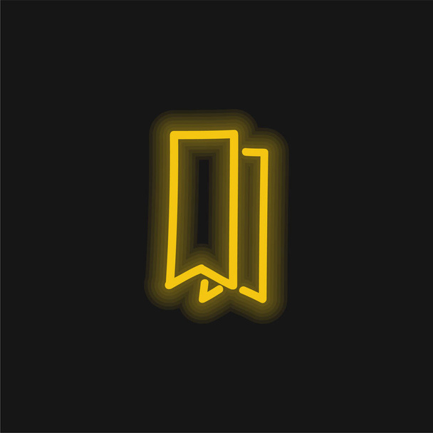 Bookmarks Hand Drawn Outline yellow glowing neon icon - Vector, Image