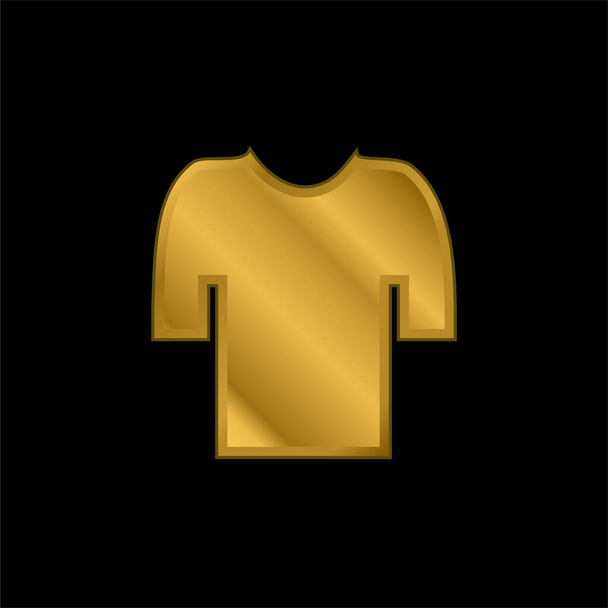 Черная футболка с позолоченной металлической иконой или вектором логотипа - Вектор,изображение