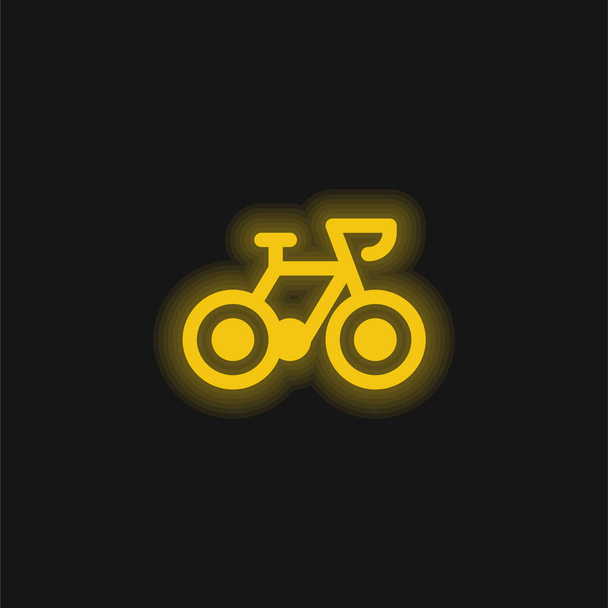 自転車黄色の輝くネオンアイコン - ベクター画像