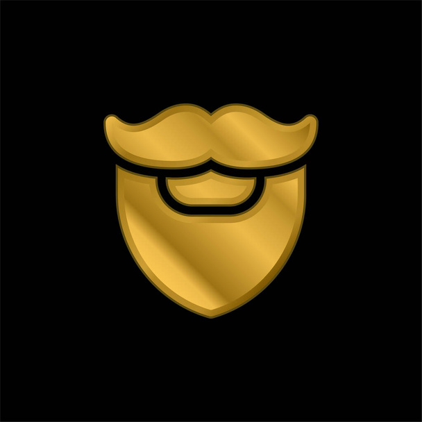 Barba chapado en oro icono metálico o logo vector - Vector, Imagen