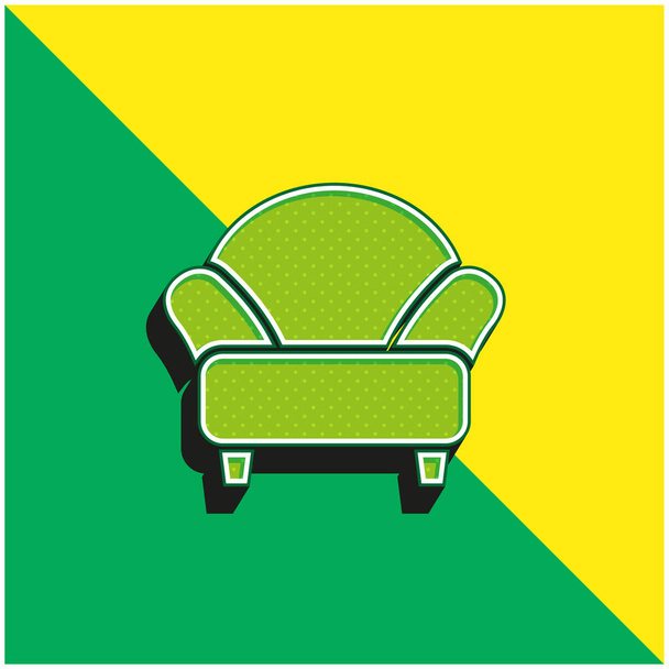 アームチェアグリーンと黄色のモダンな3Dベクトルアイコンのロゴ - ベクター画像