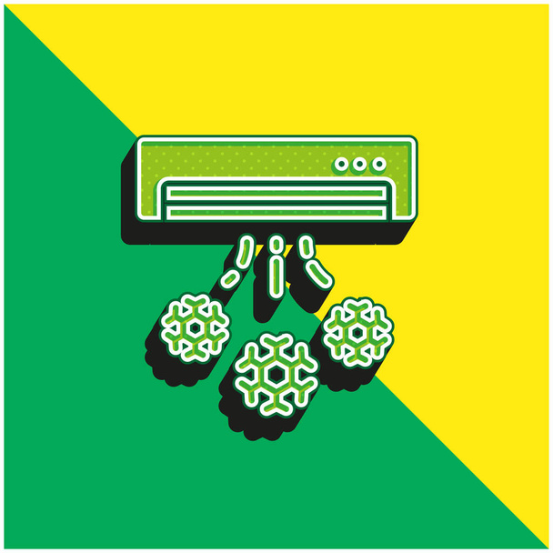 Кондиционер Зеленый и желтый современный 3D логотип векторной иконки - Вектор,изображение