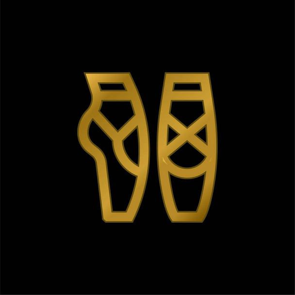 Ballet chapado en oro icono metálico o logo vector - Vector, Imagen
