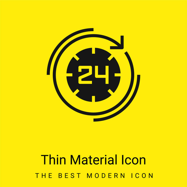 24 Uur minimaal helder geel materiaal pictogram - Vector, afbeelding