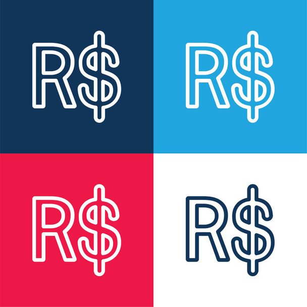 Brasile Simbolo reale blu e rosso set di icone minime a quattro colori - Vettoriali, immagini