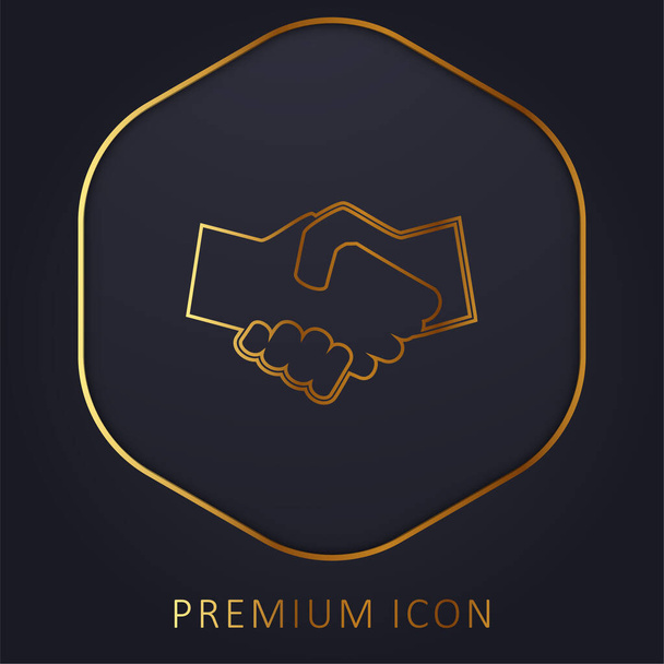 Fekete-fehér Shaking Hands arany vonal prémium logó vagy ikon - Vektor, kép
