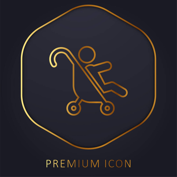 Baby Stroller золота лінія преміум логотип або значок
 - Вектор, зображення