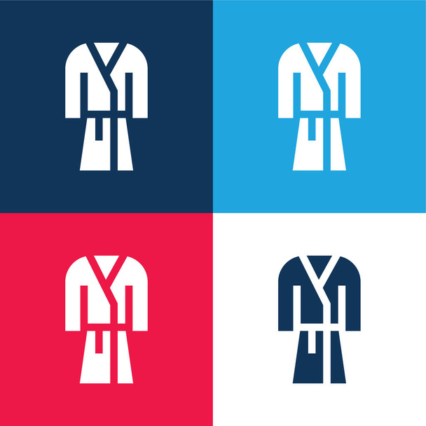 Bathrobe blue and red four color minimal icon set - Vector, Image