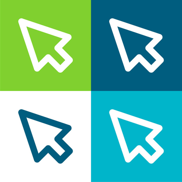 Flecha plana de cuatro colores mínimo icono conjunto - Vector, Imagen