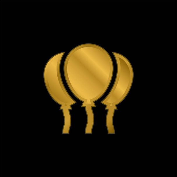 Balonlar altın kaplama metalik simge veya logo vektörü - Vektör, Görsel