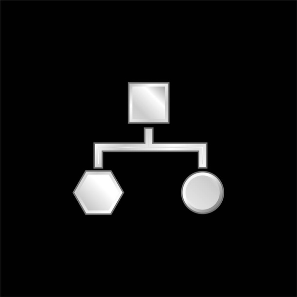 Bloková schémata černých tvarů stříbrná pokovená kovová ikona - Vektor, obrázek
